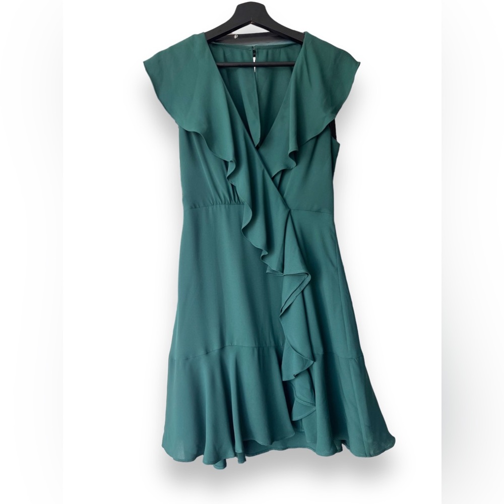 BCBG Maxazria Holiday Green Mini Ruffle Dress